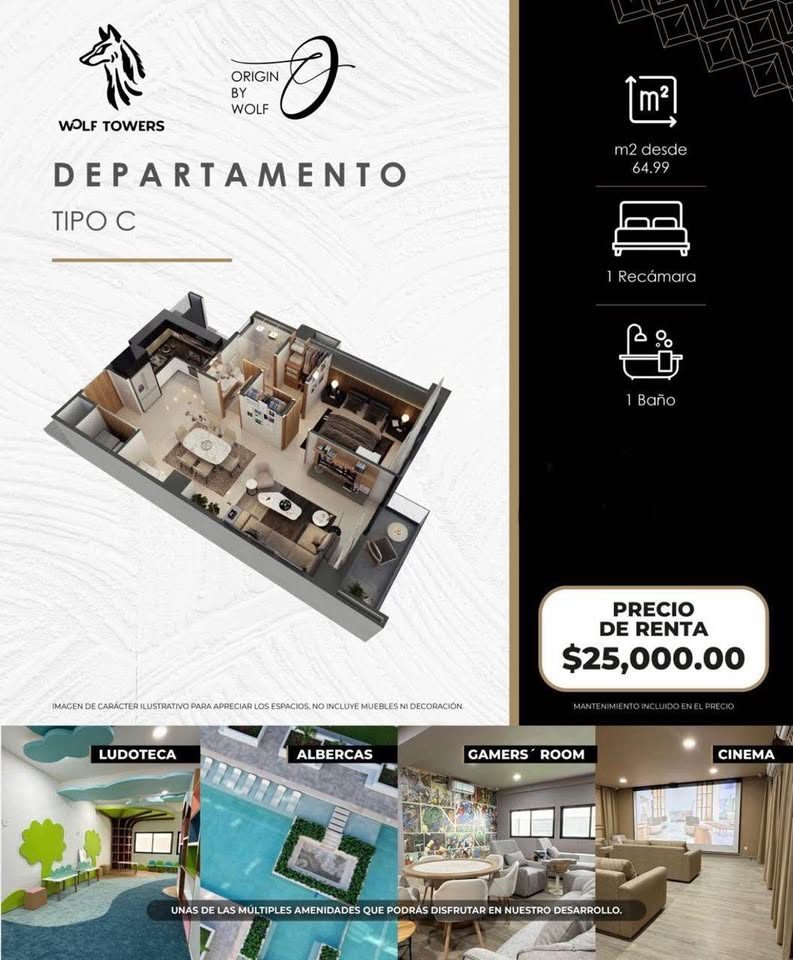 1 habitación 1 baño - Departamento 3