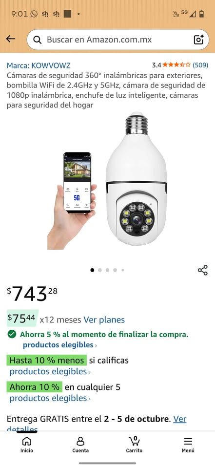 Cámaras de seguridad 360° inalámbricas para exteriores, bombilla WiFi 3