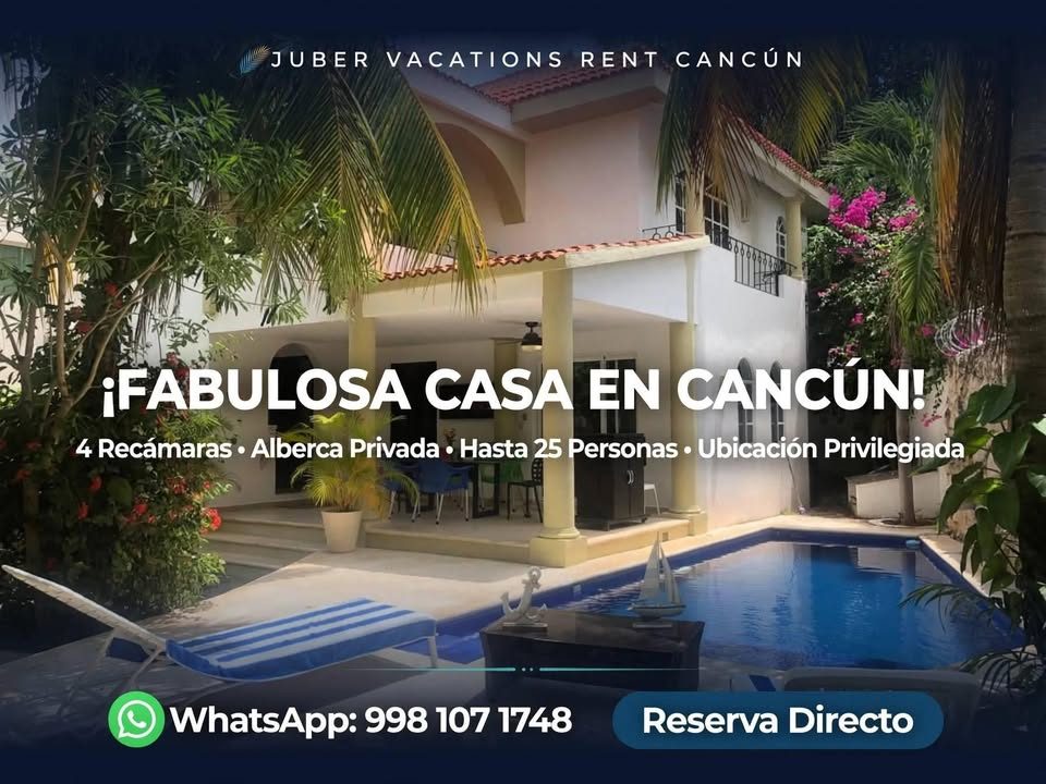 RENTA+VACACIONAL+Y+AIRBNB+

¡FABULOSA+CASA+EN+CANCÚN+CON+ALBERCA+PRIVADA!

🏝️+¡TU+PARAÍSO+PRIVADO+E 2