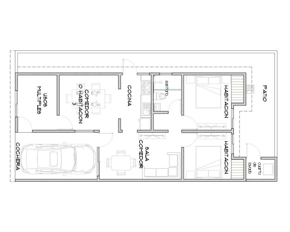 2 habitaciones 1 baño Casa 3