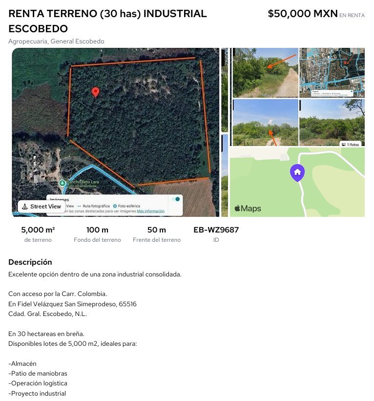 TERRENO INDUSTRIAL EN RENTA | ESCOBEDO, N.L. (Fraccionable desde 5,000 m2 hasta 30 Hectáreas) 2