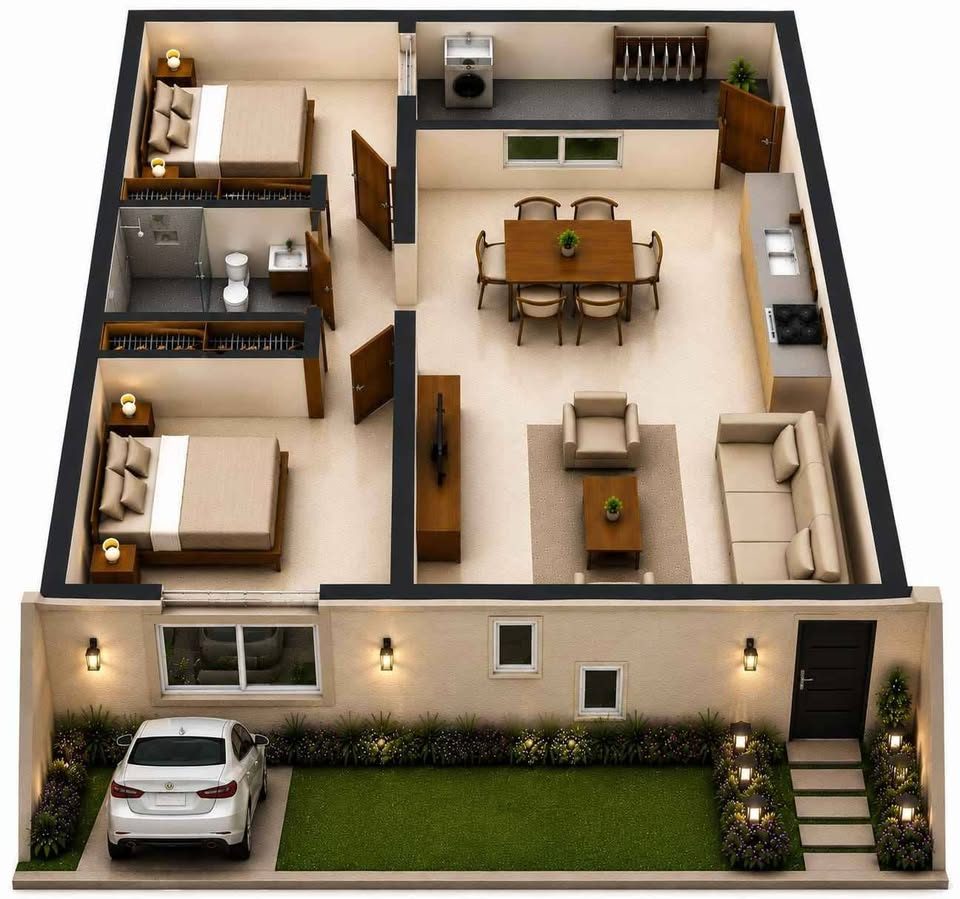 2 habitaciones 2 baños Townhouse 3