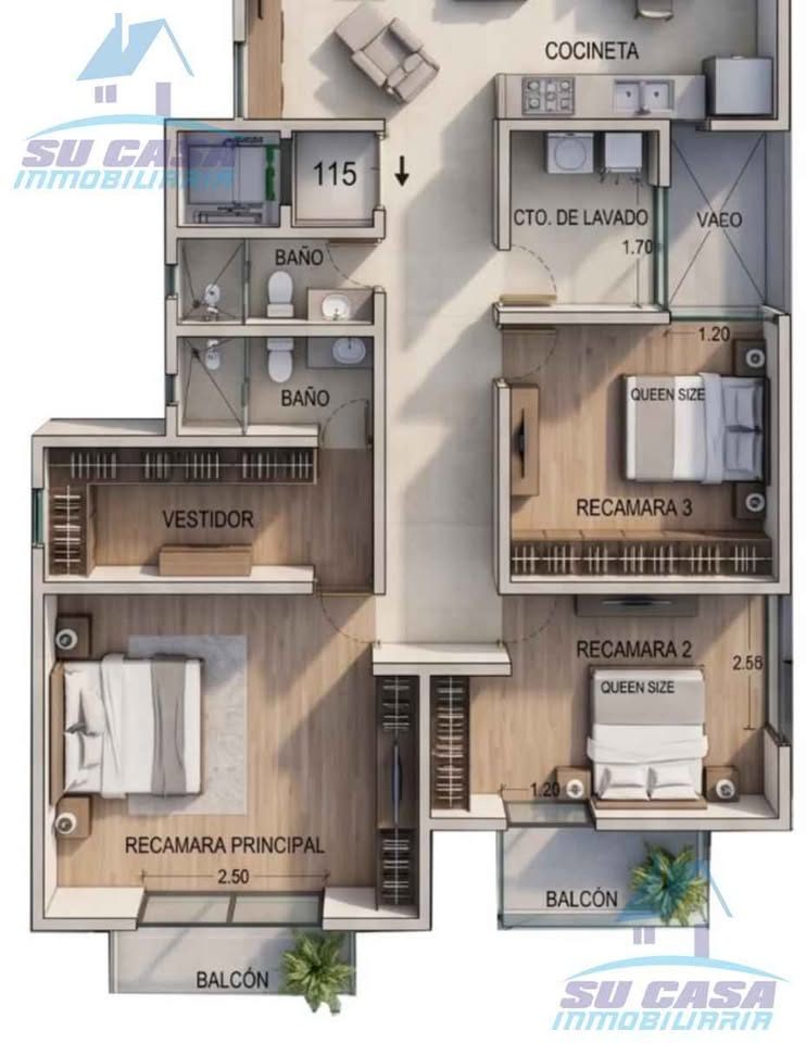 3 habitaciones 2 baños - Departamento 3