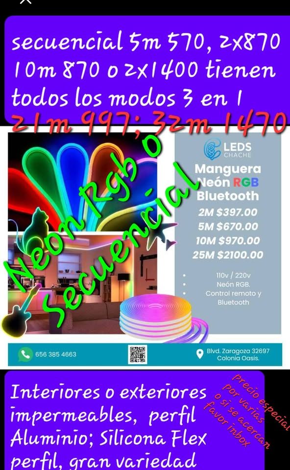 Perfil Aluminio o iluminación para Lambrin o plafon diseños RGB NEON LUZ NEGRA UV RGBIC SECUENCIAL Y 2