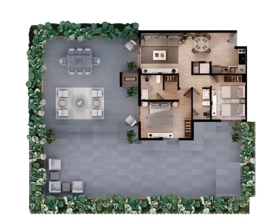 2 habitaciones 2 baños Departamento 2