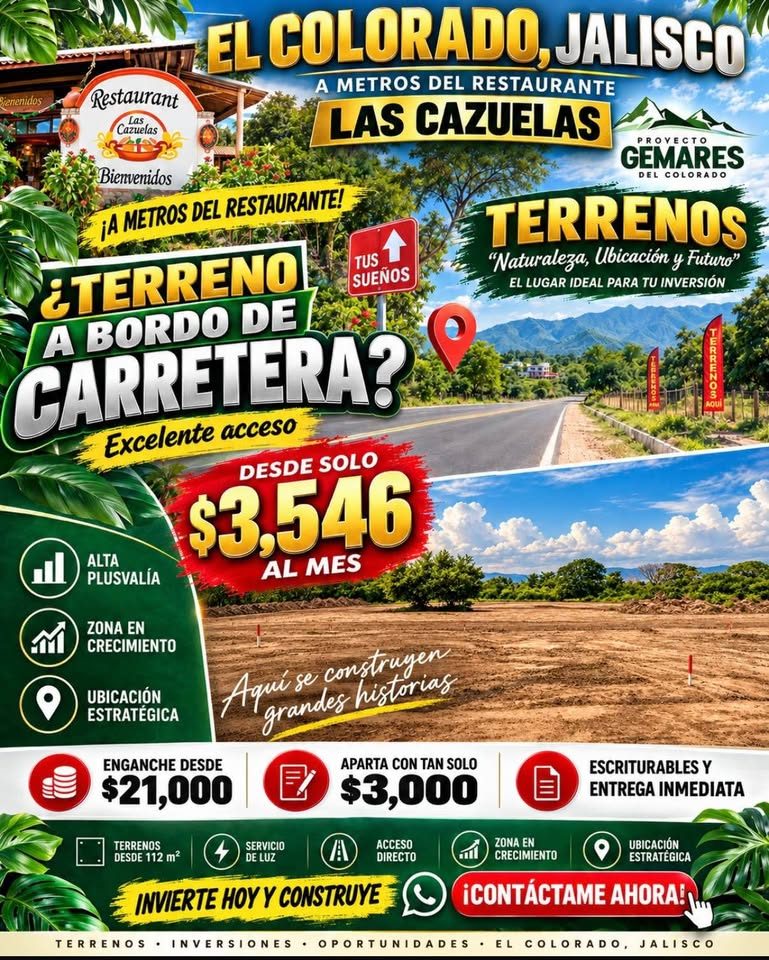 Terrenos a bordo de carretera adelante del rest las cazuelas 2