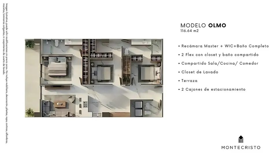 2 habitaciones 2.5 baños Departamento 2